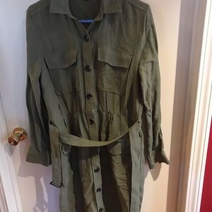 Ann Taylor olive green shirt dress